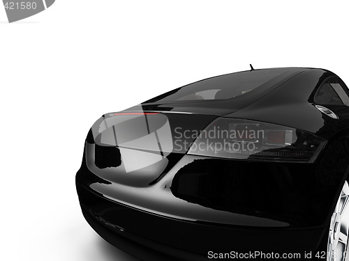 Image of isolated black car back view
