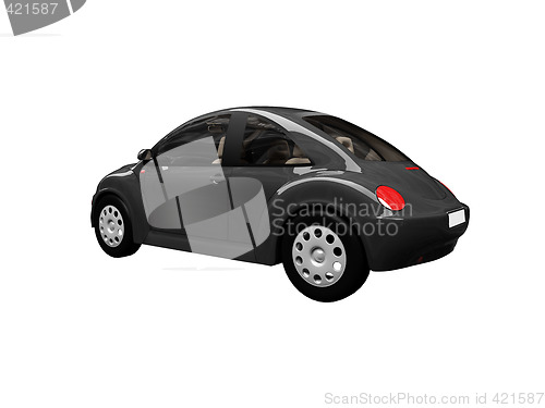 Image of isolated black bug car back view 01