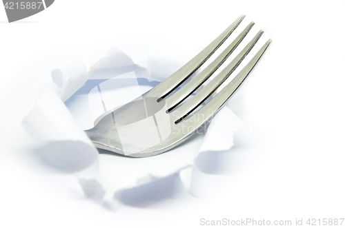 Image of Fork inside hole paper