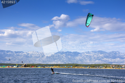 Image of Kiteboarding Kitesurfing Extreme Sport in Nin Croatia