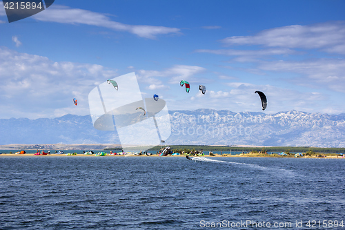 Image of Kiteboarding Kitesurfing Extreme Sport in Nin Croatia