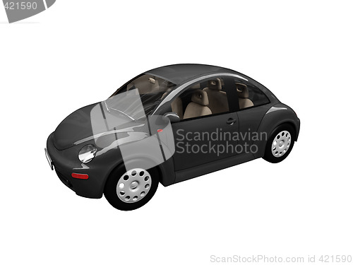 Image of isolated black beetle car front view 02