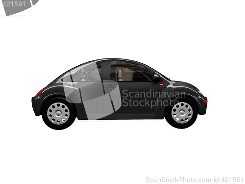 Image of isolated black beetle car side view