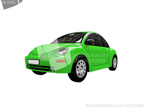 Image of isolated green beetle car front view
