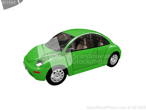 Image of isolated green beetle car front view