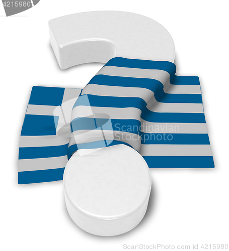 Image of question mark and flag of greece - 3d illustration