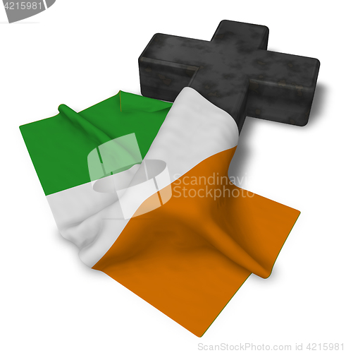 Image of christian cross and flag of ireland - 3d rendering