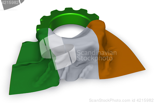 Image of gear wheel and flag of ireland - 3d rendering