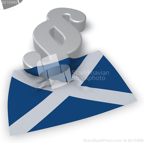 Image of paragraph symbol and flag of scotland - 3d rendering