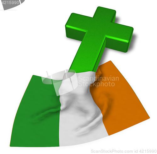 Image of christian cross and flag of ireland - 3d rendering