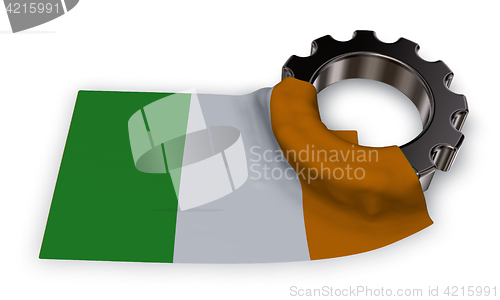 Image of gear wheel and flag of ireland - 3d rendering