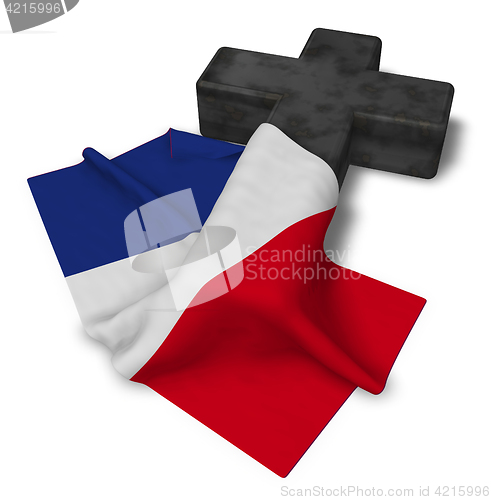 Image of christian cross and flag of france - 3d rendering