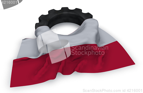 Image of gear wheel and flag of poland - 3d rendering