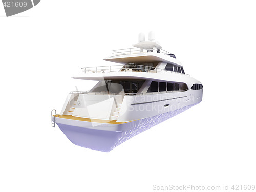 Image of Big yacht isolated back view