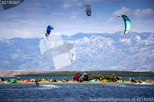 Image of Kiteboarding Kitesurfing Extreme Sport in Nin Croatia