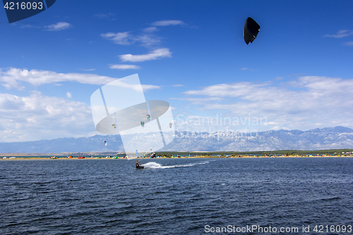 Image of Kiteboarding Kitesurfing Extreme Sport in Nin Croatia