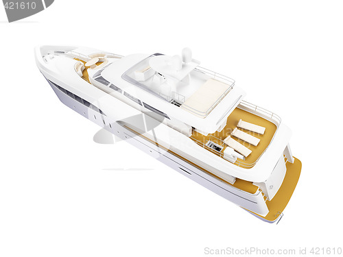 Image of Big yacht isolated back view