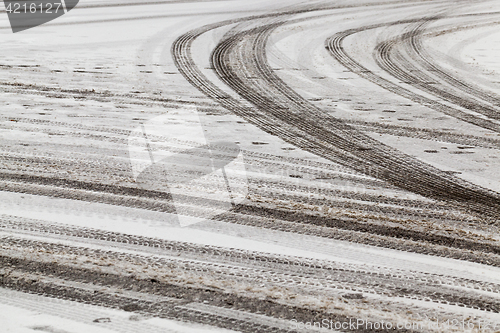 Image of winter road, close-up