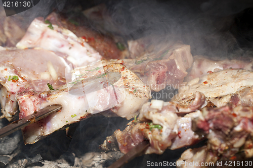 Image of meat in the grill