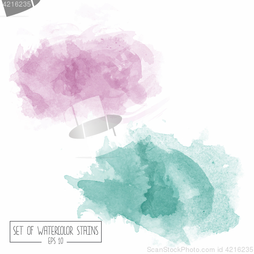 Image of Set of color vector watercolor stains