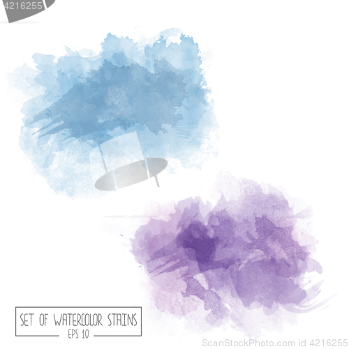 Image of Set of color vector watercolor stains