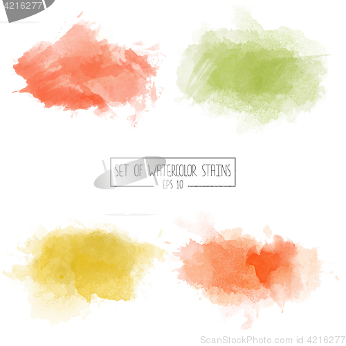 Image of Set of color vector watercolor stains