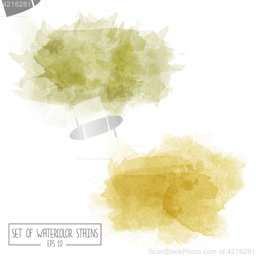 Image of Set of color vector watercolor stains