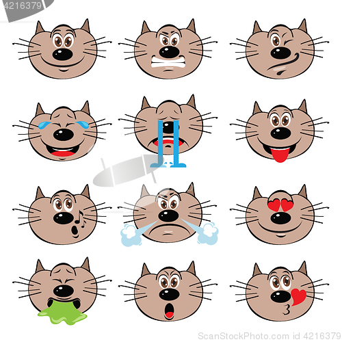 Image of Cat Emojis Set of Emoticons Icons Isolated