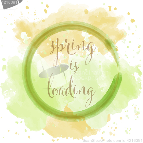 Image of \"spring is loading\", beautiful watercolor spring background
