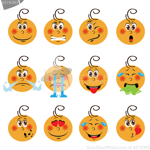 Image of Baby boy Emojis Set of Emoticons Icons Isolated