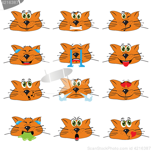Image of Cat Emojis Set of Emoticons Icons Isolated