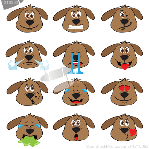 Image of Dog Emojis Set of Emoticons Icons Isolated