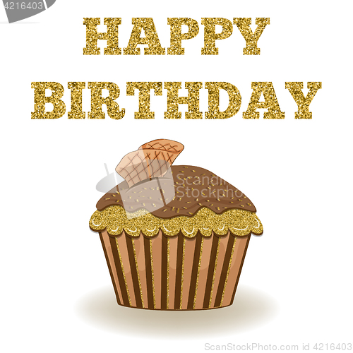 Image of Beautiful birthday card template with golden glittering details