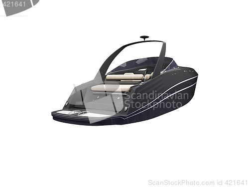 Image of Black Boat isolated back view