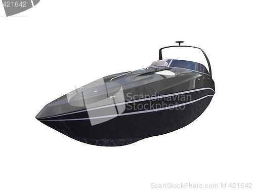 Image of Black Boat isolated front view