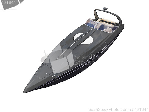 Image of Black Boat isolated front view