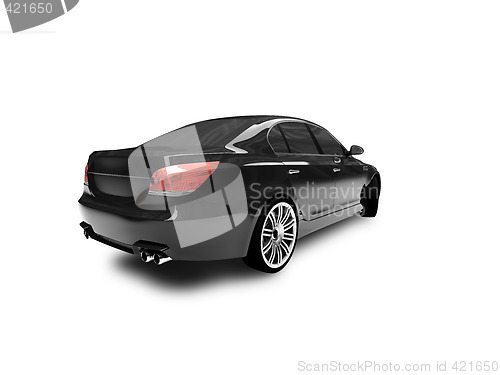 Image of isolated black car back view 01