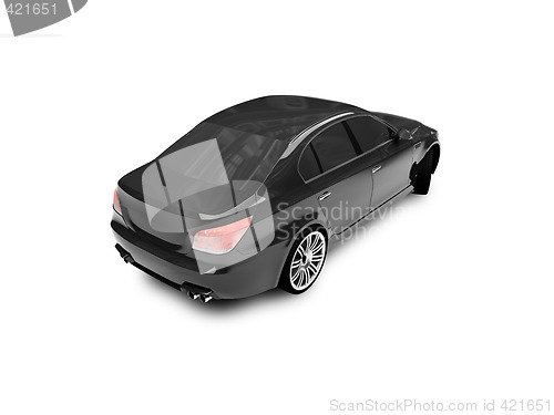 Image of isolated black car back view 02