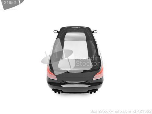 Image of isolated black car back view 03