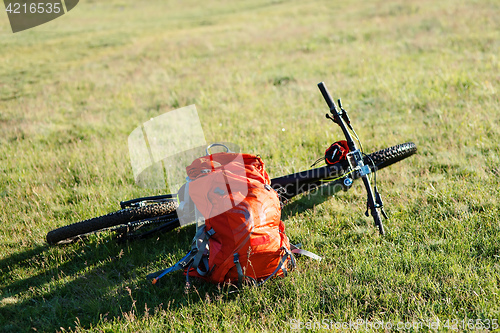Image of Mountain bike against sunset