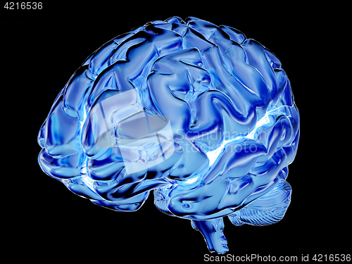 Image of Gold brain. 3d render