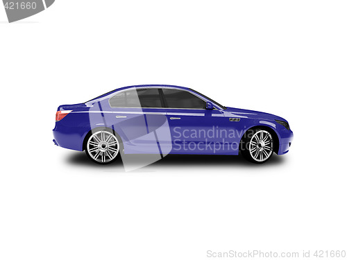 Image of isolated blue car side view