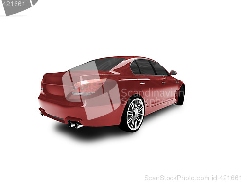 Image of isolated red car back view 01