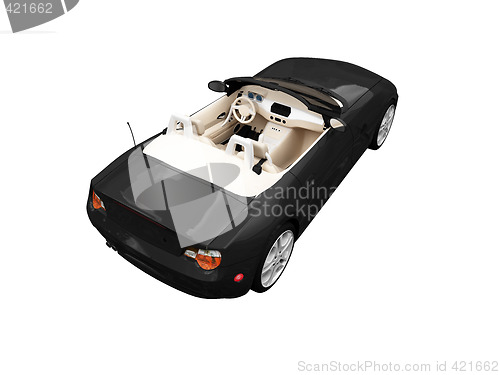 Image of isolated black car back view 01