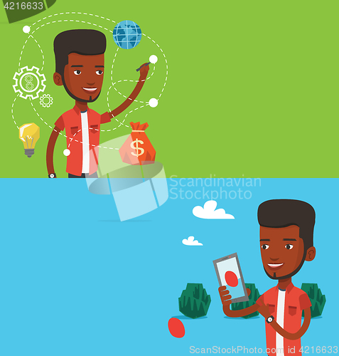 Image of Two technology banners with space for text.