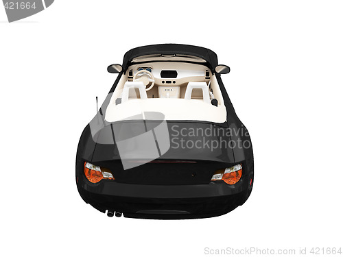 Image of isolated black car back view 02