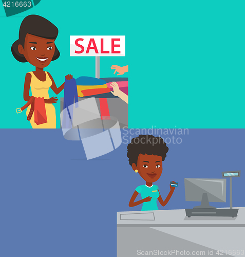 Image of Two shopping banners with space for text.