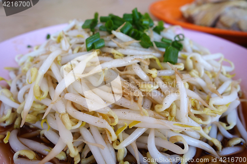 Image of Fresh bean sprouts at local restaurant in Ipoh