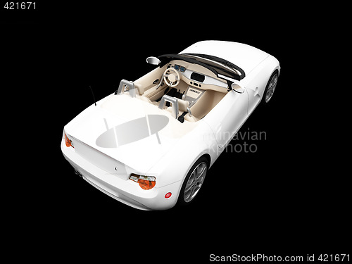 Image of isolated white car back view 01