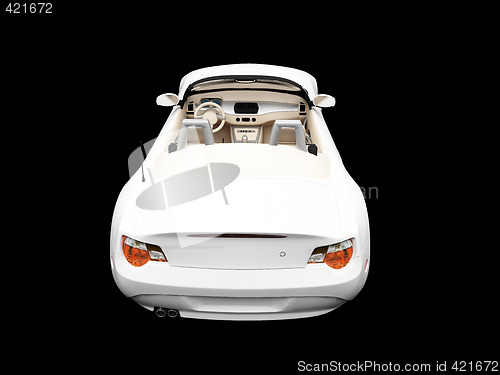 Image of isolated white car back view 02
